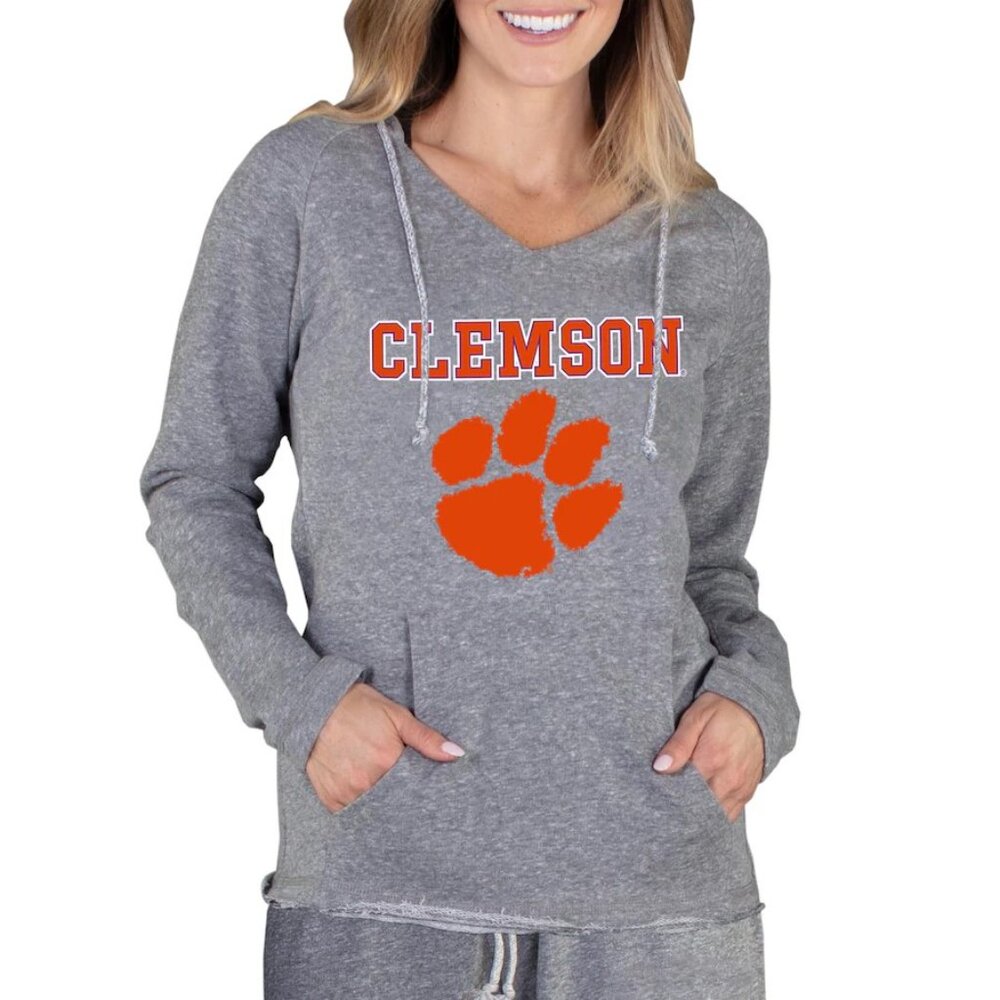 Clemson Tigers Women's Lightweight Terry Pullover Hoodie - Gray - S